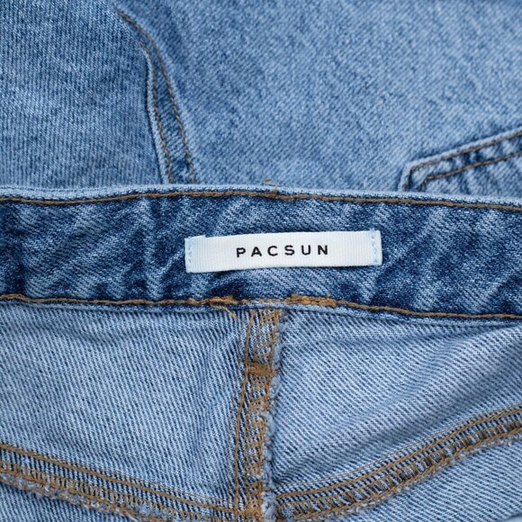 Pacsun Shorts Womens 27 Blue High Rise Festival Medium Wash Zip Fly Ripped Denim - Picture 8 of 10